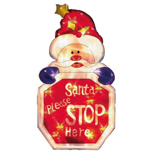 The Christmas Shop Santa Please Stop Here Sign Red